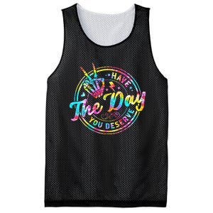 Have The Day You Deserve Skeleton Peace Hand Sign Tie Dye Mesh Reversible Basketball Jersey Tank