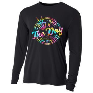 Have The Day You Deserve Skeleton Peace Hand Sign Tie Dye Cooling Performance Long Sleeve Crew