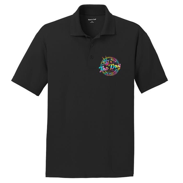 Have The Day You Deserve Skeleton Peace Hand Sign Tie Dye PosiCharge RacerMesh Polo