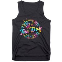 Have The Day You Deserve Skeleton Peace Hand Sign Tie Dye Tank Top