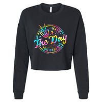 Have The Day You Deserve Skeleton Peace Hand Sign Tie Dye Cropped Pullover Crew