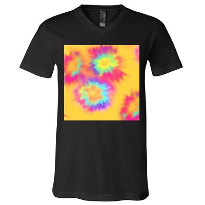 Hippie Tye Dye Neon Pattern V-Neck T-Shirt