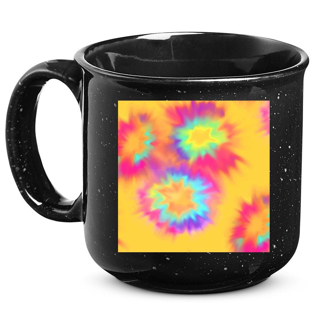 Hippie Tye Dye Neon Pattern 15oz Campfire Ceramic Mug