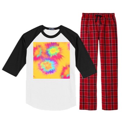 Hippie Tye Dye Neon Pattern Raglan Sleeve Pajama Set