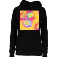 Hippie Tye Dye Neon Pattern Womens Funnel Neck Pullover Hood