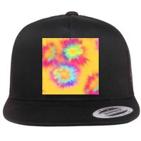Hippie Tye Dye Neon Pattern Flatbill Hat