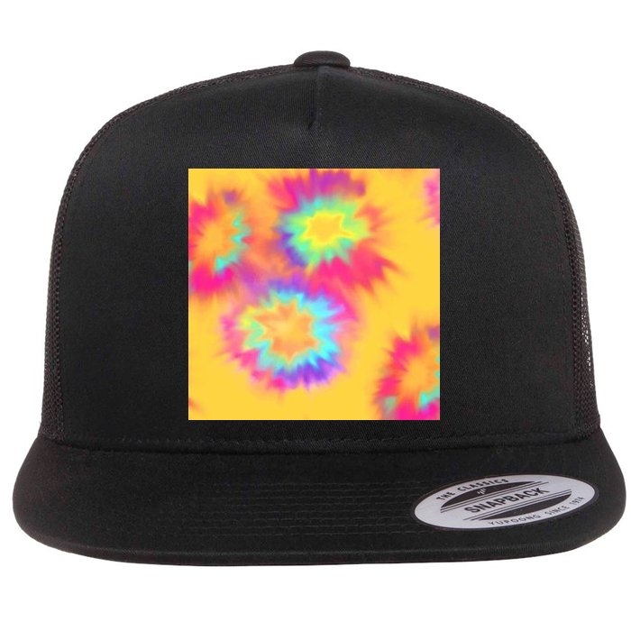 Hippie Tye Dye Neon Pattern Flatbill Hat