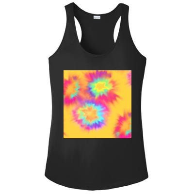 Hippie Tye Dye Neon Pattern Ladies PosiCharge Competitor Racerback Tank