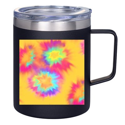 Hippie Tye Dye Neon Pattern 12oz Stainless Steel Coffee Mug