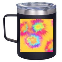 Hippie Tye Dye Neon Pattern 12oz Stainless Steel Coffee Mug