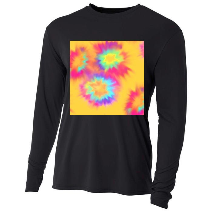 Hippie Tye Dye Neon Pattern Cooling Performance Long Sleeve Crew