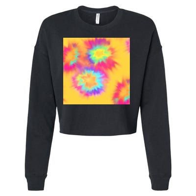 Hippie Tye Dye Neon Pattern Cropped Pullover Crew