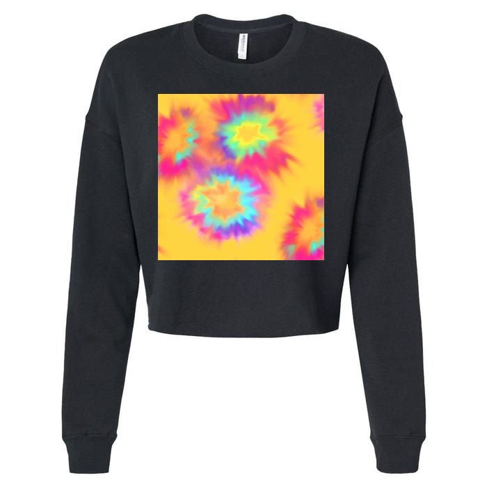 Hippie Tye Dye Neon Pattern Cropped Pullover Crew