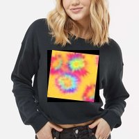 Hippie Tye Dye Neon Pattern Cropped Pullover Crew