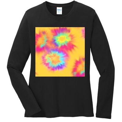 Hippie Tye Dye Neon Pattern Ladies Long Sleeve Shirt