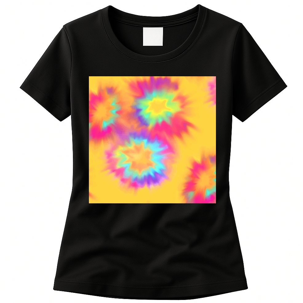 Hippie Tye Dye Neon Pattern Womens T-Shirt