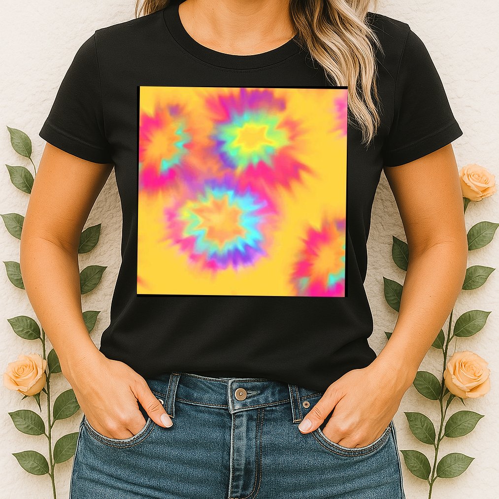 Hippie Tye Dye Neon Pattern Womens T-Shirt