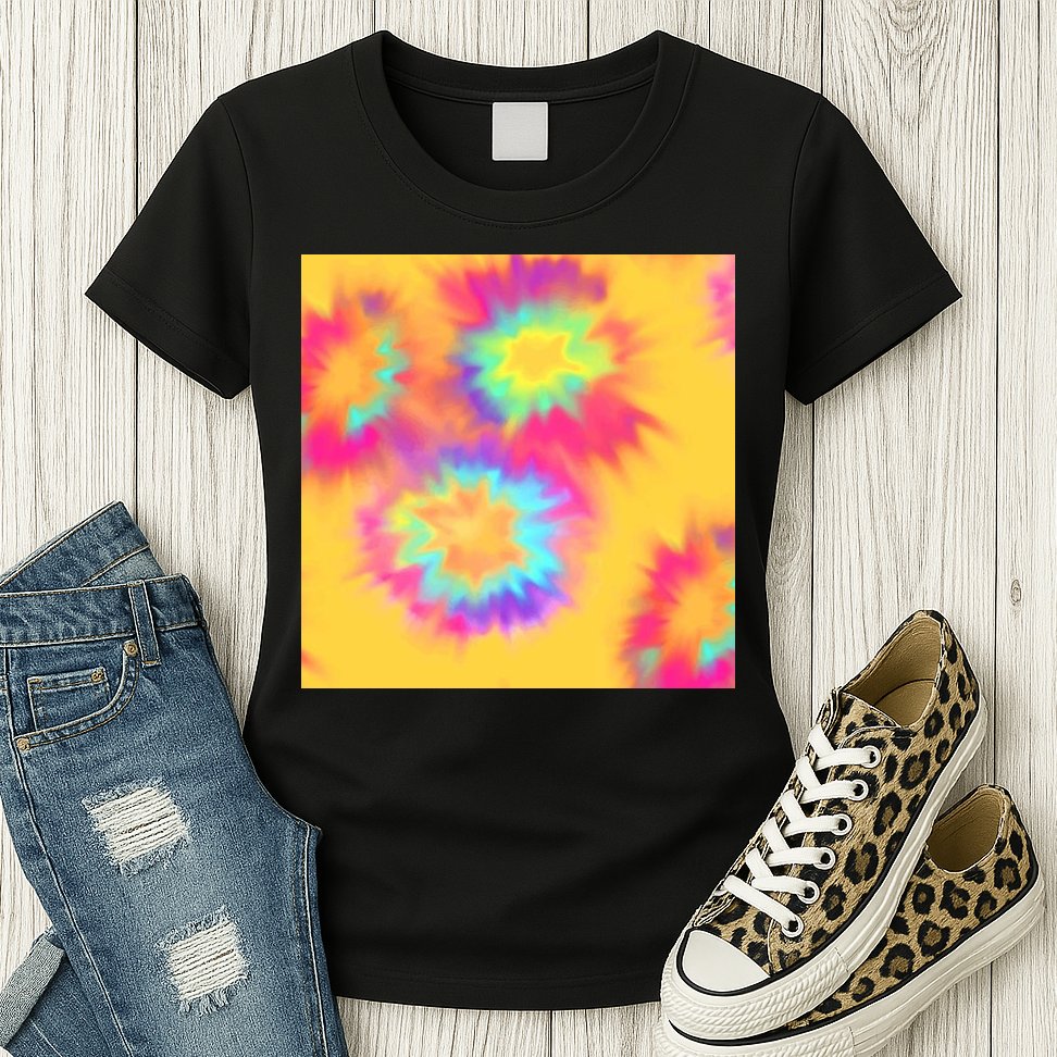 Hippie Tye Dye Neon Pattern Womens T-Shirt