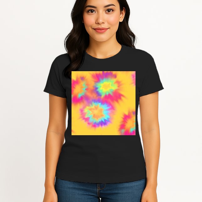 Hippie Tye Dye Neon Pattern Womens T-Shirt