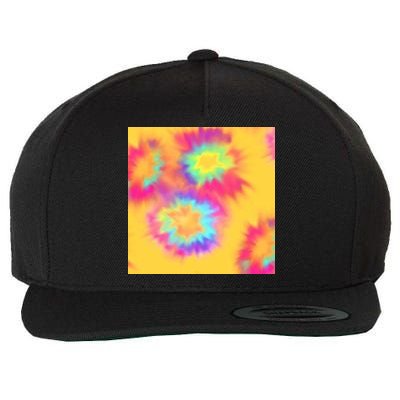 Hippie Tye Dye Neon Pattern Wool Snapback Cap