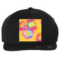 Hippie Tye Dye Neon Pattern Wool Snapback Cap
