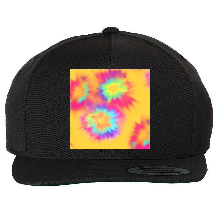 Hippie Tye Dye Neon Pattern Wool Snapback Cap