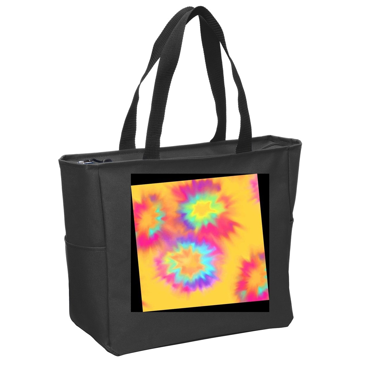 Hippie Tye Dye Neon Pattern Zip Tote Bag