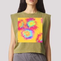 Hippie Tye Dye Neon Pattern Garment-Dyed Women's Muscle Tee