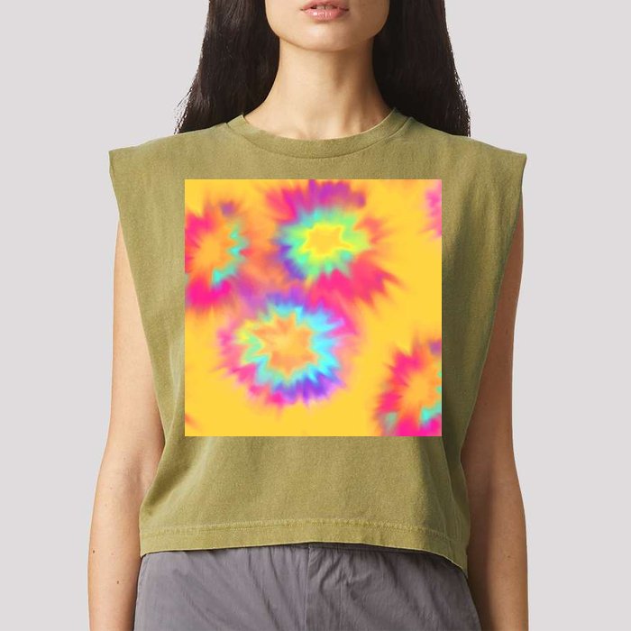 Hippie Tye Dye Neon Pattern Garment-Dyed Women's Muscle Tee