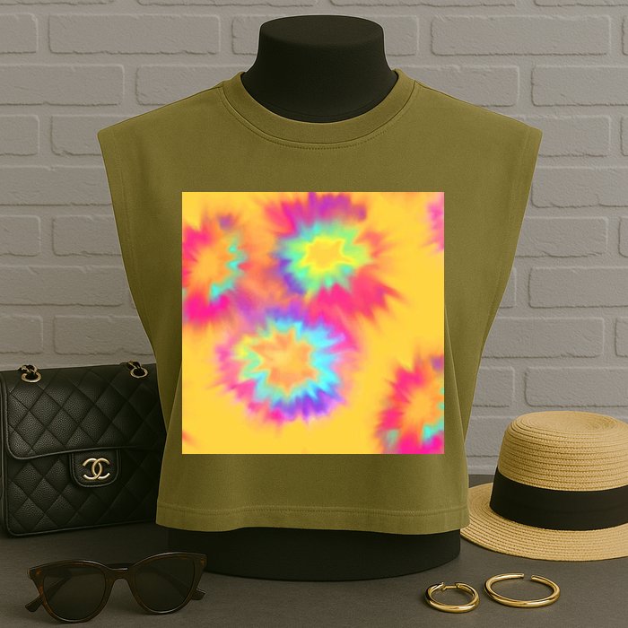 Hippie Tye Dye Neon Pattern Garment-Dyed Women's Muscle Tee