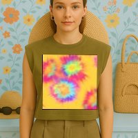 Hippie Tye Dye Neon Pattern Garment-Dyed Women's Muscle Tee