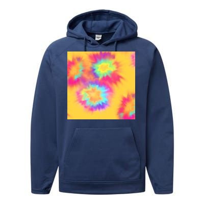 Hippie Tye Dye Neon Pattern Performance Fleece Hoodie