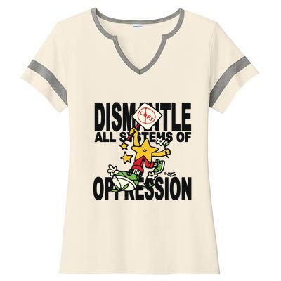 Honey Tv Dismantle All Systems Of Oppression Ladies Halftime Notch Neck Tee