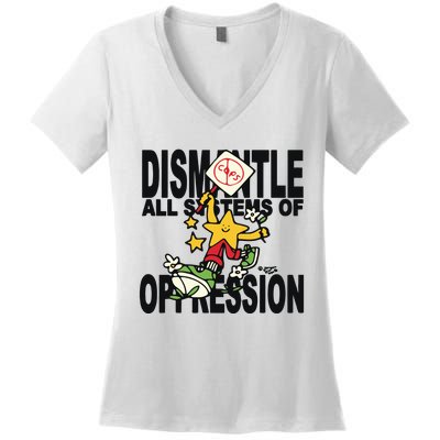 Honey Tv Dismantle All Systems Of Oppression Women's V-Neck T-Shirt