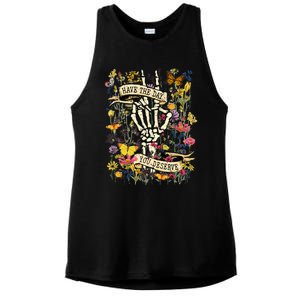 Have The Day You Deserve Floral Skeleton Ladies PosiCharge Tri-Blend Wicking Tank