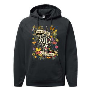 Have The Day You Deserve Floral Skeleton Performance Fleece Hoodie