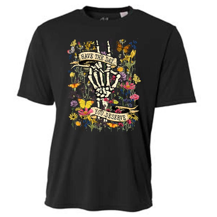 Have The Day You Deserve Floral Skeleton Cooling Performance Crew T-Shirt