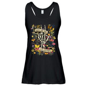 Have The Day You Deserve Floral Skeleton Ladies Essential Flowy Tank