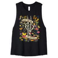 Have The Day You Deserve Floral Skeleton Women's Racerback Cropped Tank