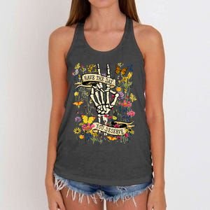 Have The Day You Deserve Floral Skeleton Women's Knotted Racerback Tank