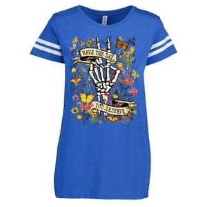 Have The Day You Deserve Floral Skeleton Enza Ladies Jersey Football T-Shirt