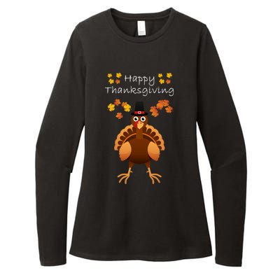 Happy Thanksgiving Day Funny Cute Pilgrim Turkey Womens CVC Long Sleeve Shirt