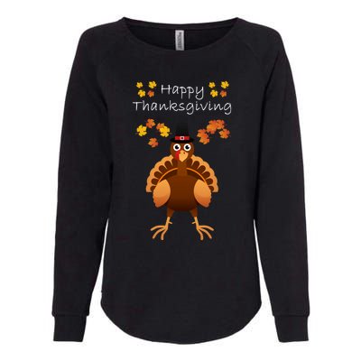 Happy Thanksgiving Day Funny Cute Pilgrim Turkey Womens California Wash Sweatshirt