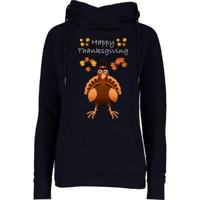 Happy Thanksgiving Day Funny Cute Pilgrim Turkey Womens Funnel Neck Pullover Hood