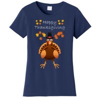 Happy Thanksgiving Day Funny Cute Pilgrim Turkey Women's T-Shirt