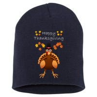 Happy Thanksgiving Day Funny Cute Pilgrim Turkey Short Acrylic Beanie