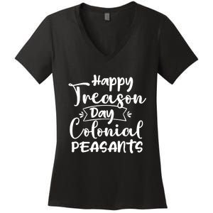 Happy Treason Day Colonial Peasants Women's V-Neck T-Shirt