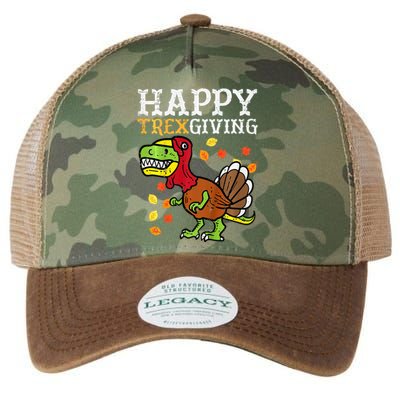 Happy Trexgiving Dino Turkey Thanksgiving Legacy Tie Dye Trucker Hat