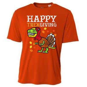 Happy Trexgiving Dino Turkey Thanksgiving Cooling Performance Crew T-Shirt