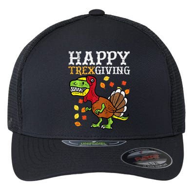 Happy Trexgiving Dino Turkey Thanksgiving Flexfit Unipanel Trucker Cap